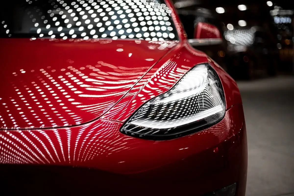 Close-up of a chipped windshield